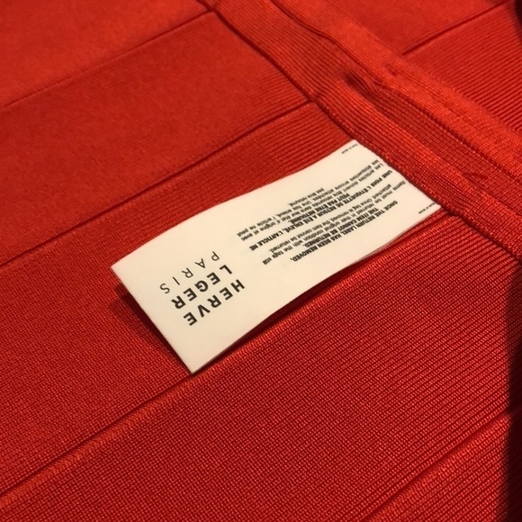 Herve Leger Bandage Bodycon Dress in Coral Poppy M - Picture 7 of 9